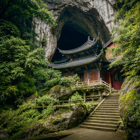 Longquan Cave Taoist cave entrance in Chongqing.