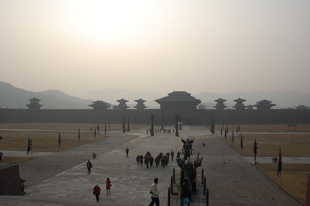 Qin Palace set architecture at Hengdian World Studios.