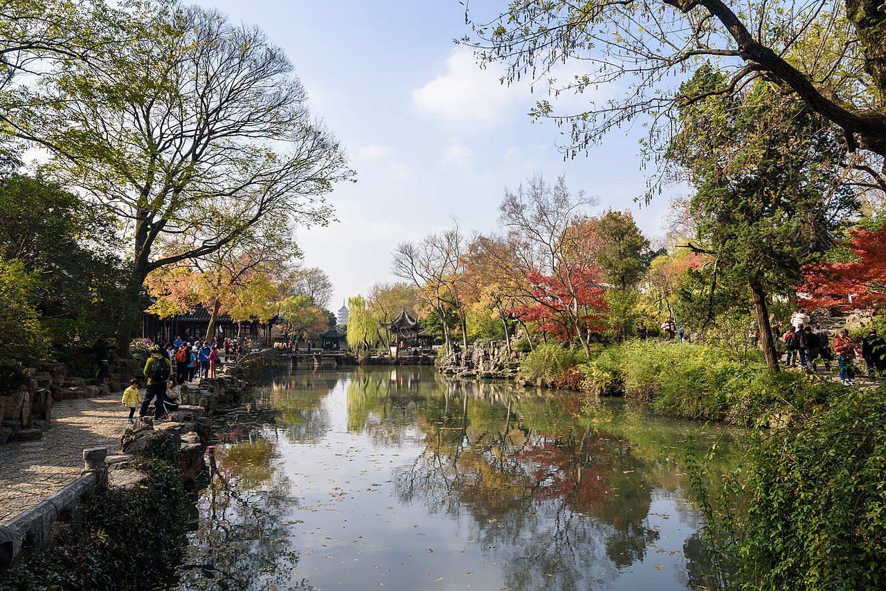 Pavilions and water at Zhuozhengyuan in Suzhou.