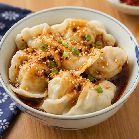 Zhong dumplings in sweet chili sauce.