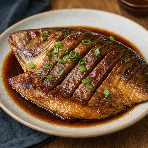 Shanghai-style smoked fish with sweet-savory sauce.